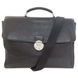 Bally 2-Way Leather Business Bag for Men Black