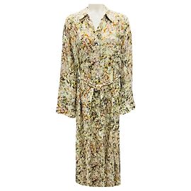 Marc by Marc Jacobs Vestido midi de camisa impresso multicolorido verde claro com cinto Multicor