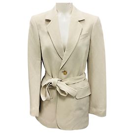 Marc by Marc Jacobs Blazer Taupe com Um Botão e Cinto Bege