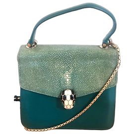 Bolsa Bulgari em couro verde Verde