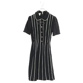 Gucci 624914 Seiden-Polyester-Kleid Schwarz Weiß