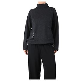 Akris Pull gris foncé orné de sequins - taille UK 10 Gris