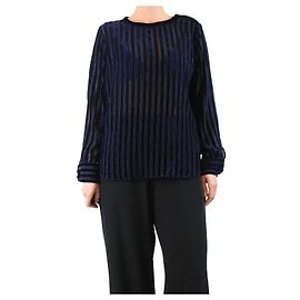 Giorgio Armani Gestreifter blauer Samt-Top - Größe UK 14 Blau