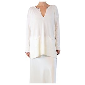 Autre Marque Suéter de algodão branco com bolso frontal - tamanho M Branco