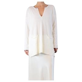 Autre Marque Weißer Baumwollpullover mit Fronttasche - Größe M Weiß