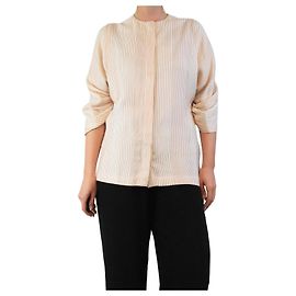 Autre Marque Cream striped silk top - size UK 12 Cream