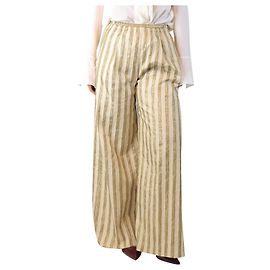 Forte Forte Pantalon rayé en lurex crème et or - taille UK 10 Écru