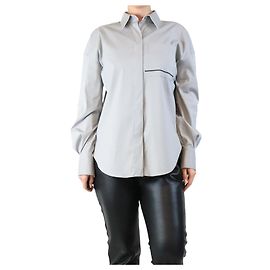 Brunello Cucinelli Camicia in cotone grigia con tasca - taglia M Grigio