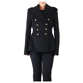 Alexander Mcqueen Black double-breasted wool coat - size UK 14 Black