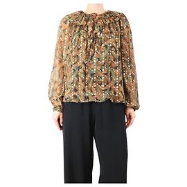 Ulla Johnson Braune Emilie Paisley-Rüschbluse - Größe UK 10 Braun