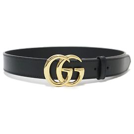 Breiter Leder-Gürtel mit Double G von Gucci Schwarz