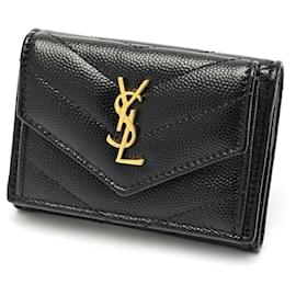 Saint Laurent Monogram Tri-fold Tiny Wallet Black