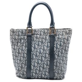 Dior Blue Diorissimo Trotter Canvas Tote Blue Navy blue