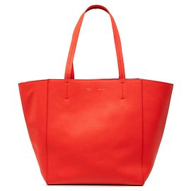 Céline Celine Red Small Grained Calfskin Horizontal Phantom Cabas Tote Red