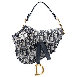 Bolsa de sela em lona micro oblíqua azul Dior Azul Azul marinho
