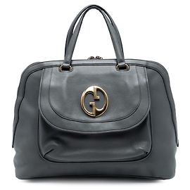 Übergroße Reisetasche aus grauem Leder 1973 von Gucci Braun Anthrazitgrau
