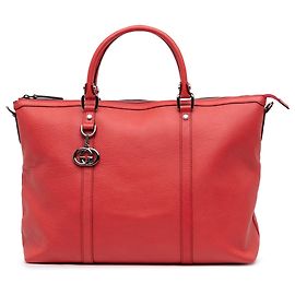 Gucci Red Leather GG Charm Satchel Red