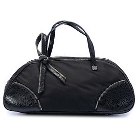 Bolsa de mão em nylon preto e couro de bezerro da Dior com laço Preto