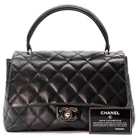 Chanel Kelly top Handle – Black Caviar, Silver Hardware Schwarz Silber Hardware