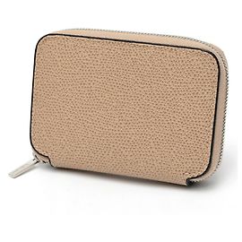 Valextra Grayish Leather Zip Around Card Case Grey