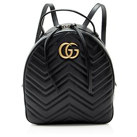 Gucci Matelassé Leder GG Marmont Rucksack Schwarz