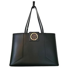 ROXANE ZIPPER TOTE BAG IN SMOOTH BLACK LEATHER LANCEL Black