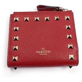 Valentino Garavani Rockstud Leather Wallet Red