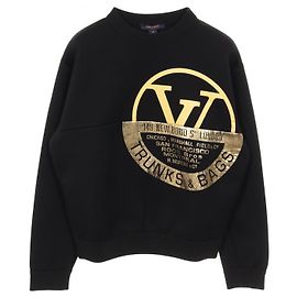 Top in cotone con grande logo circolare Louis Vuitton Nero
