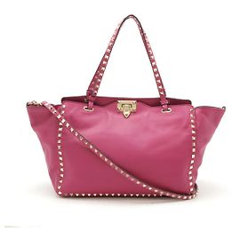 Valentino Garavani Leather 2way Tote Bag Pink Fuschia