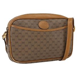Gucci Bolsa de Ombro Micro GG Supreme PVC Bege Dourado Auth BA10809 Bege Dourado