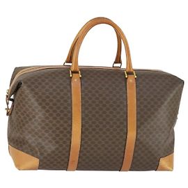 Céline Bolsa Boston em lona Macadam CELINE em couro PVC marrom dourado Auth 170328 Marrom Dourado