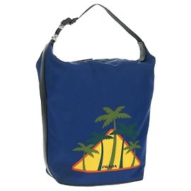 Borsa a Spalla PRADA Nylon 2way Blu Argento Auth 161702M Argento Blu