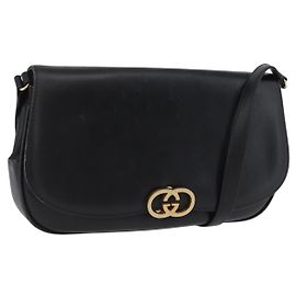 Borsa a Spalla in Pelle Gucci Oro Nero Auth BA10403 Nero D'oro
