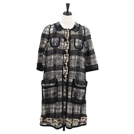 LOUIS VUITTON Einzelstück Strickstoffe Schwarz Weiß LV Auth 169143M Schwarz Weiß