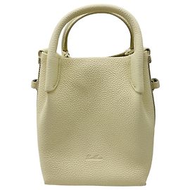Bolsa de mão micro bale em couro de vitela texturizado marfim Loro Piana Bege