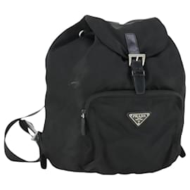 PRADA Backpack Nylon Black Silver Auth bs33169 Black Silvery