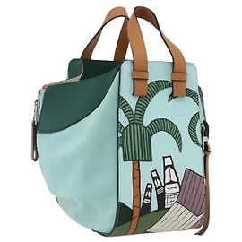 LOEWE Handtasche Hammock aus Leder Hellblau Silber Auth 163467SAM Silber Hellblau