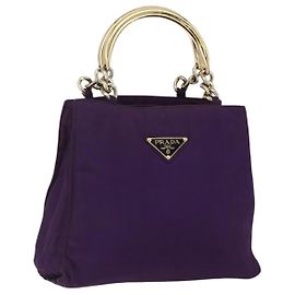 PRADA Sac à main en nylon violet doré Auth ti3637 Doré Violet