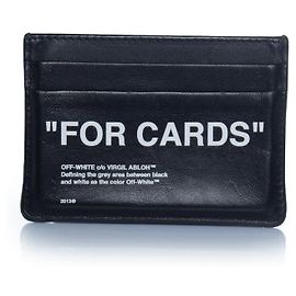 Off White Off-white, black leather card holder Black White