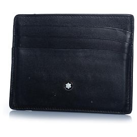 Montblanc, black leather card holder Black