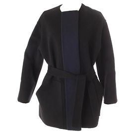 Cappotto Hermès in lana blu navy Blu navy