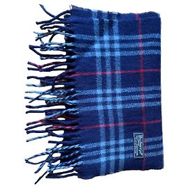 Burberry Checked Lambswool Scarf Red Light blue Dark blue