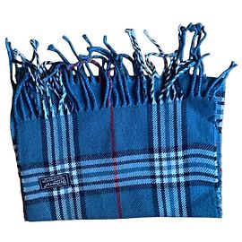 Autre Marque Burberry Checked Lambswool Scarf Black White Red Blue