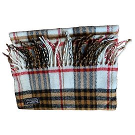Autre Marque Sciarpa a quadri beige in lana Marrone Rosso Beige