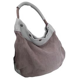 Bolsa Hobo Prada de Couro e Linho Bege Creme