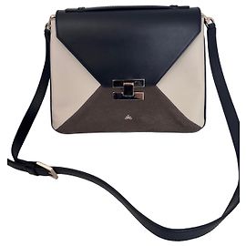 Autre Marque Damelier London Leather and Suede Handbag Black White Grey