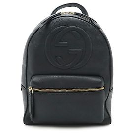 Gucci Soho Interlocking G Leder Rucksack Schwarz