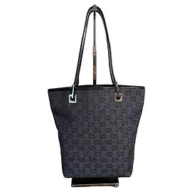 Gucci Tote Bag Black and Grey Monogram Leather Black Grey