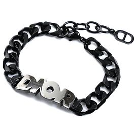 Pulseira de corrente com ícone CD em metal Christian Dior Preto Prata