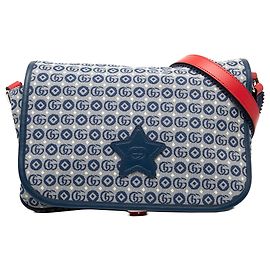 Borsa a tracolla in tela GG blu per bambini Gucci con stelle Blu